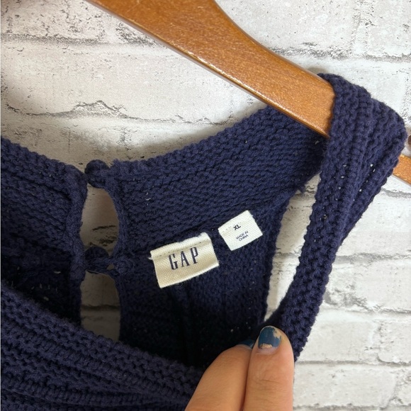 GAP Navy Blue Knit Crochet Halter Neckline Dress - Picture 4 of 5